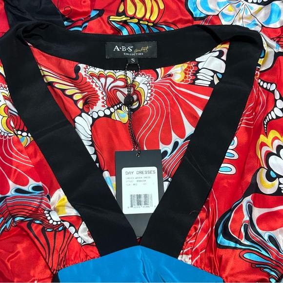 A.B.S. Collection Red Silk Mini Kimono Day Dress | New with Tags | Size: Small - Picture 12 of 14